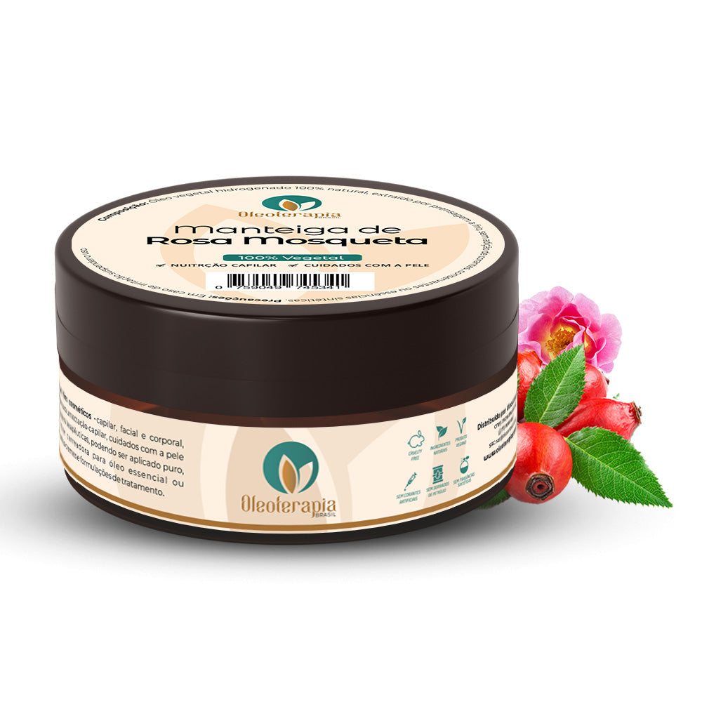 Manteiga de Rosa Mosqueta 100% vegetal - uso capilar e corporal