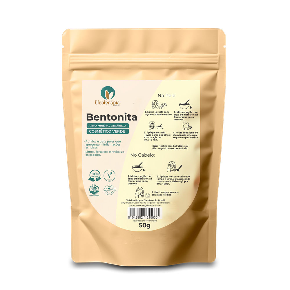 Bentonita - Argila 100% natural - Uso cosmético/rosto, cabelo e corpo