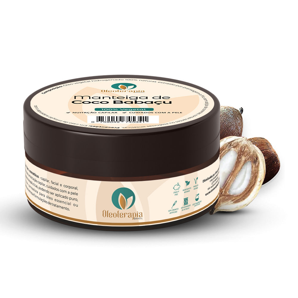 Manteiga de Coco Babaçu 100% vegetal - uso capilar e corporal