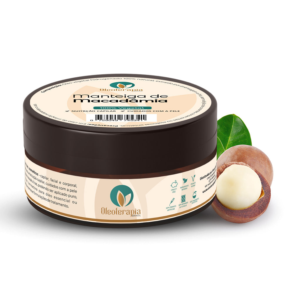Manteiga de Macadâmia 100% vegetal - uso capilar e corporal