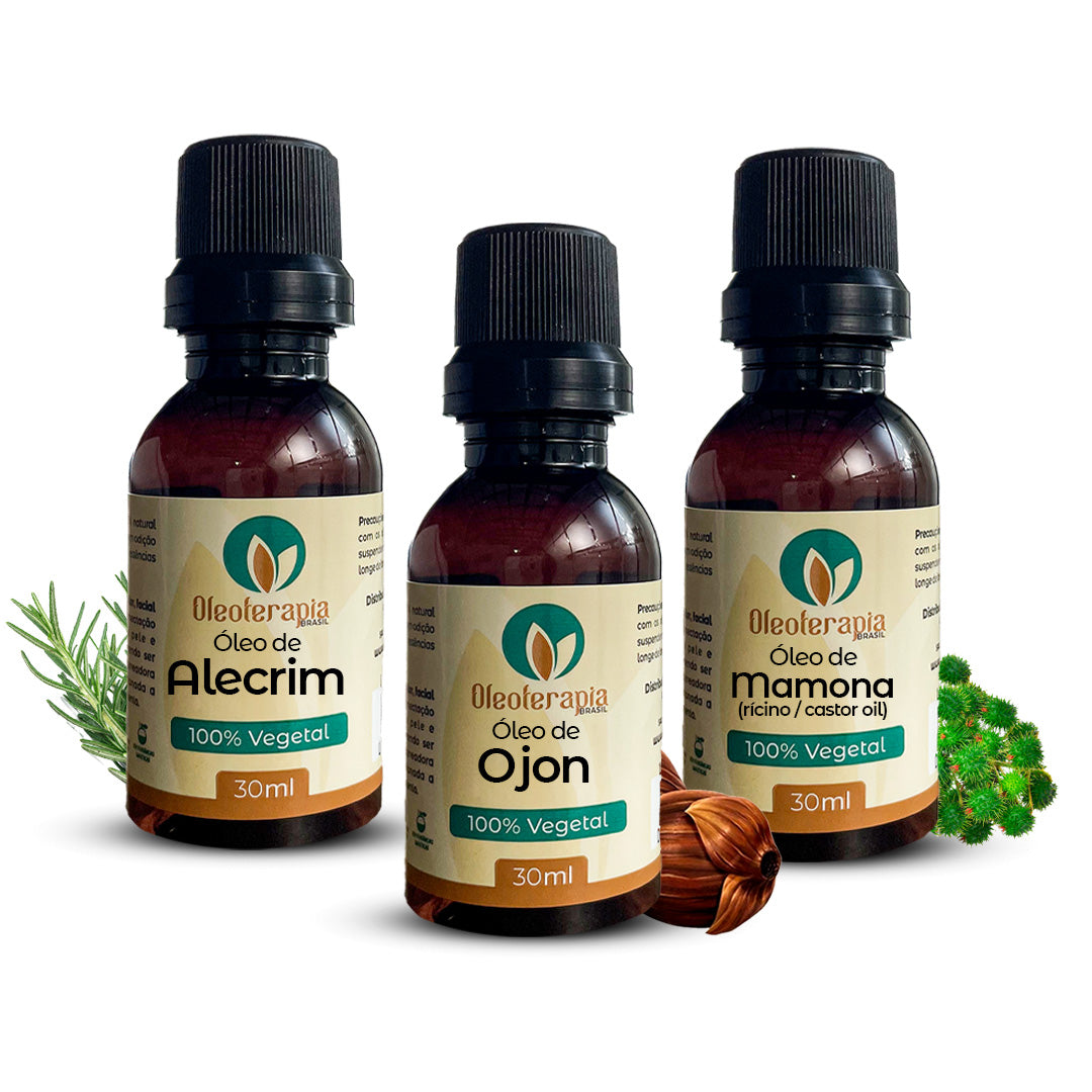Kit Crescimento Capilar Óleos vegetais Ojon, Alecrim, Mamona - Puros e 100% naturais