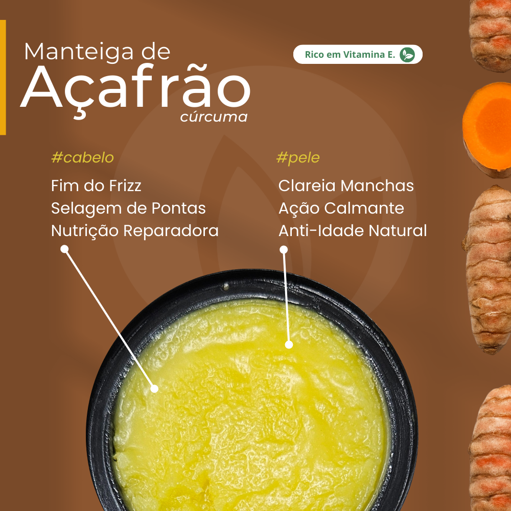 Manteiga de Açafrão 100% vegetal - uso capilar e corporal