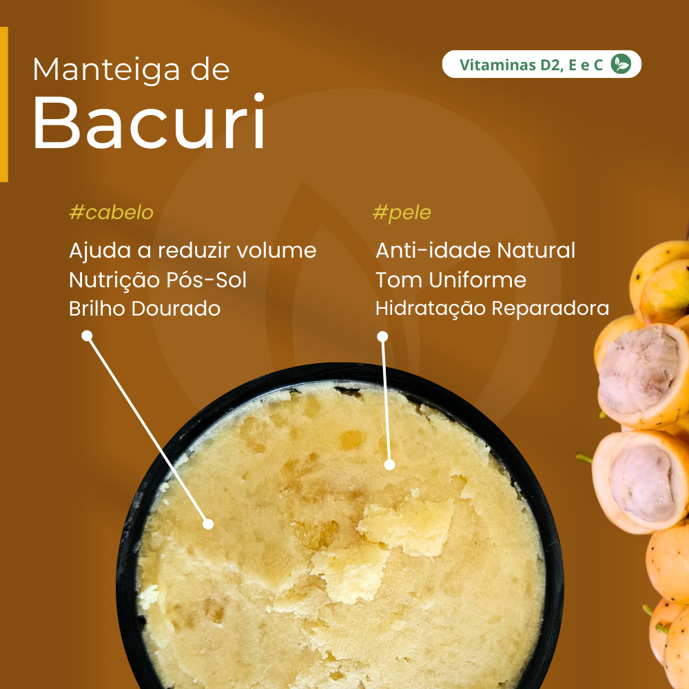 Manteiga de Bacuri 100% vegetal - uso capilar e corporal