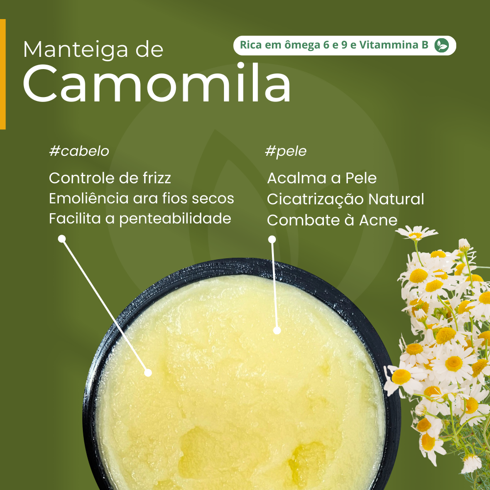Manteiga de Camomila 100% vegetal uso capilar e corporal