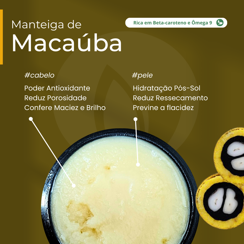 Manteiga de Macaúba 100% vegetal - uso capilar e corporal