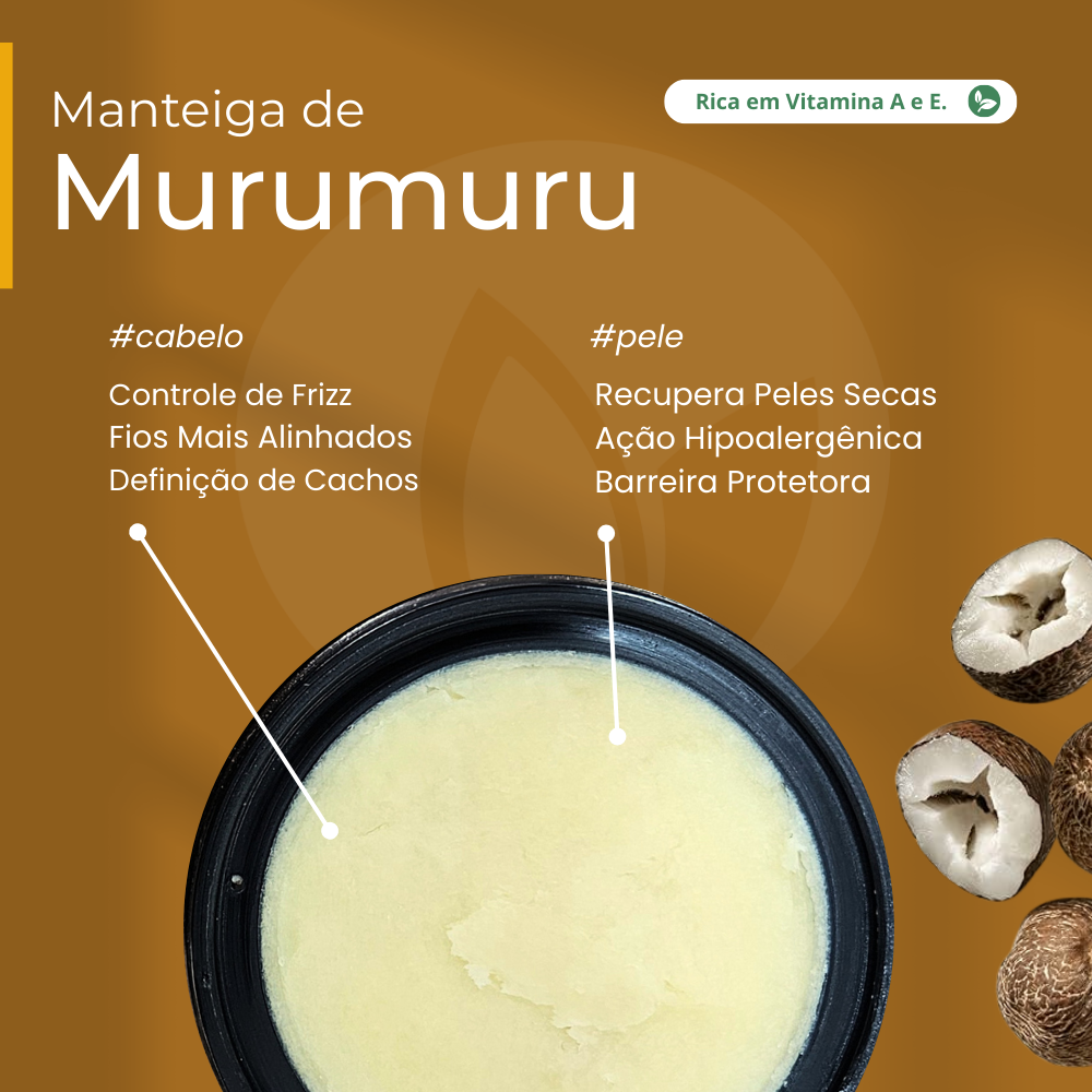 Manteiga de Murumuru 100% vegetal - uso capilar e corporal