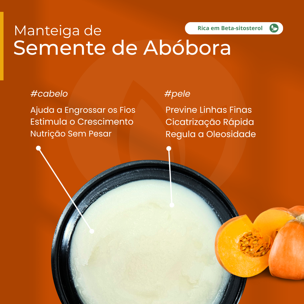 Manteiga de Semente de Abóbora 100% vegetal - uso capilar e corporal