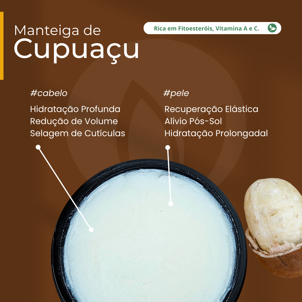 Manteiga de Cupuaçu 100% vegetal - uso capilar e corporal