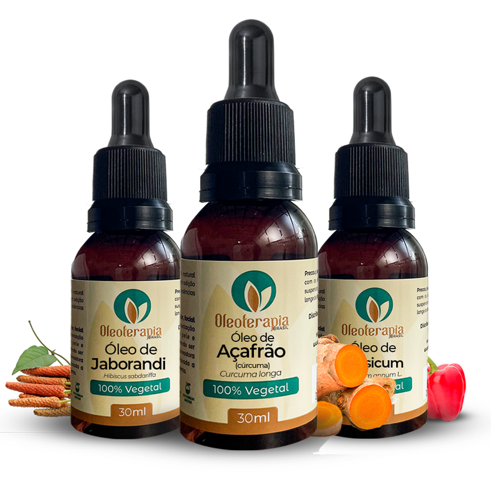 Kit Antqueda - Óleos veg. de Açafrão , Capsicum e Jaborandi