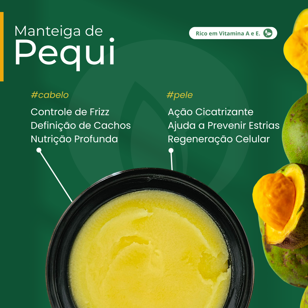 Manteiga de Pequi 100% vegetal - uso capilar e corporal