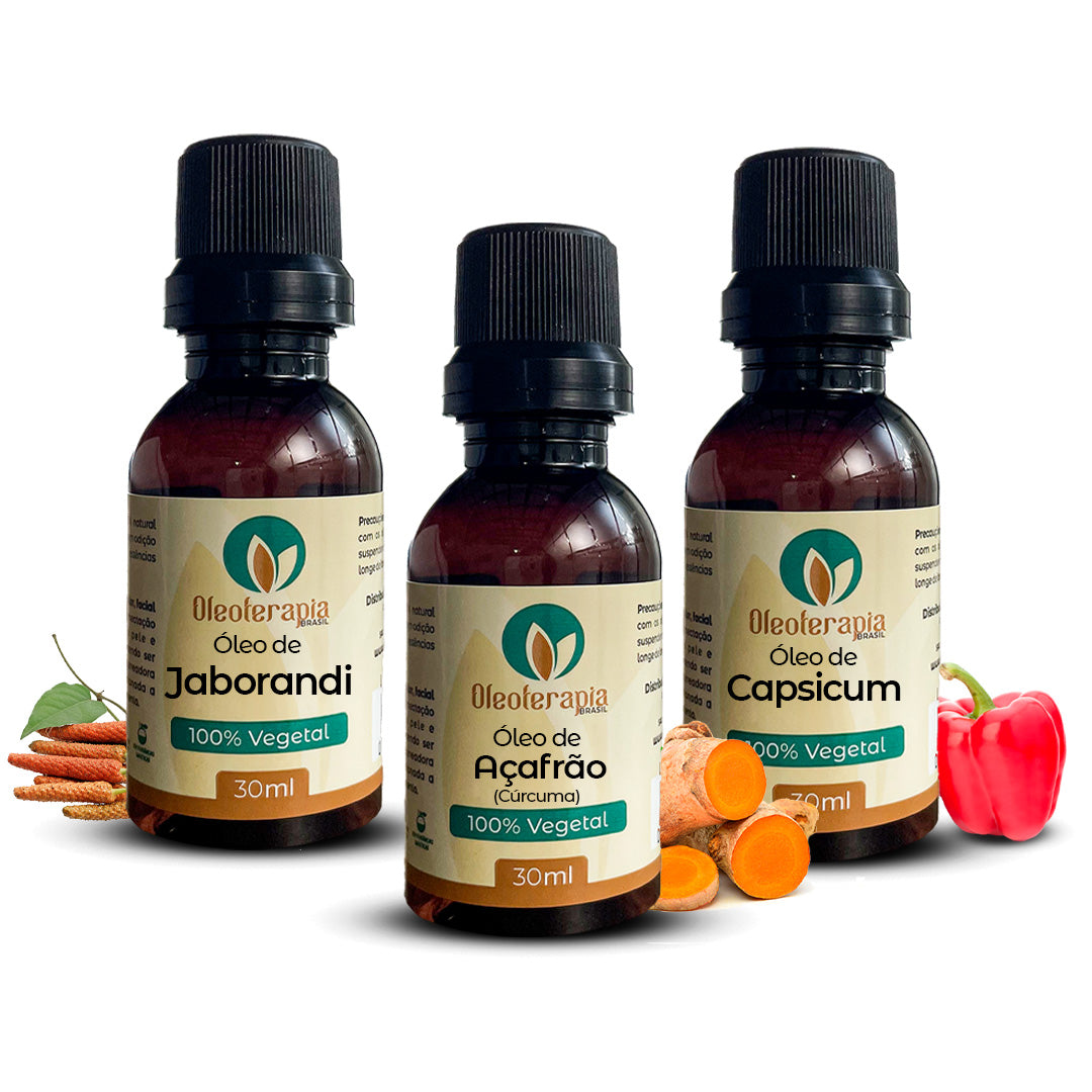 Kit Antqueda - Óleos veg. de Açafrão , Capsicum e Jaborandi