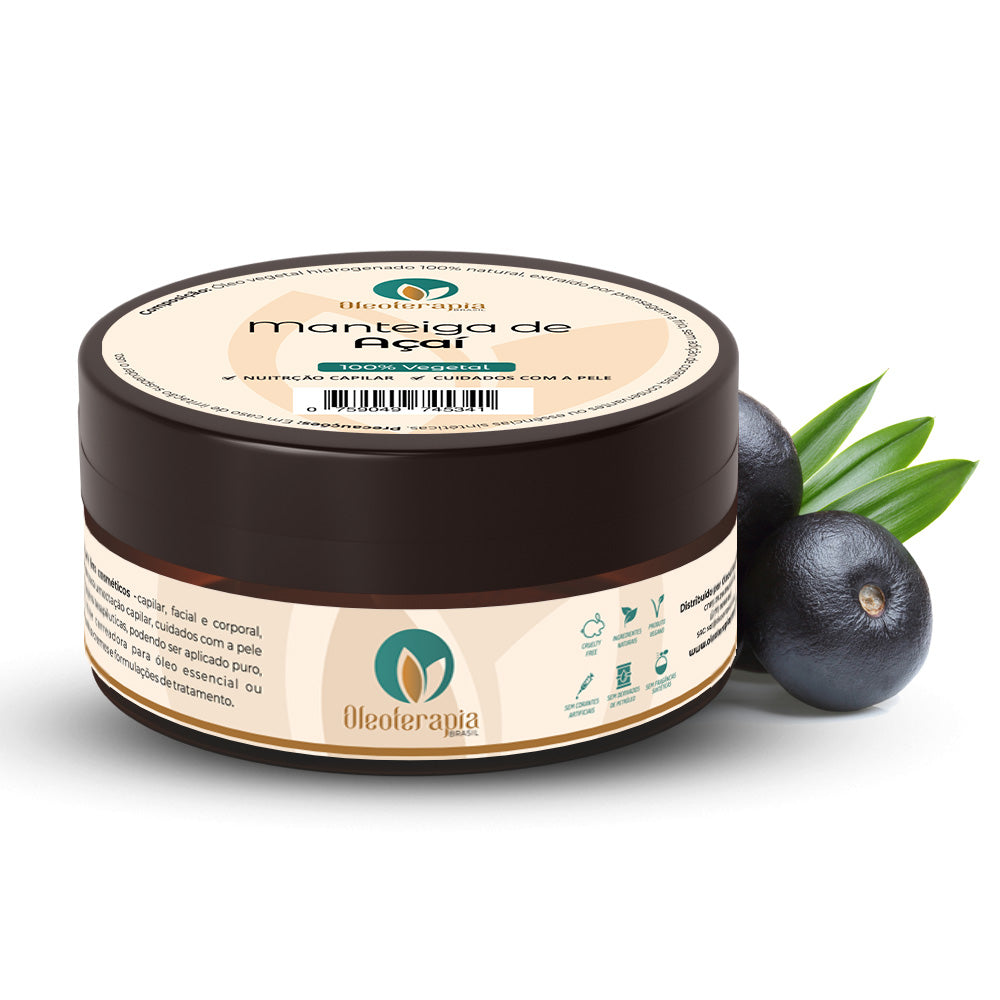Manteiga de Açaí 100% vegetal - uso capilar e corporal