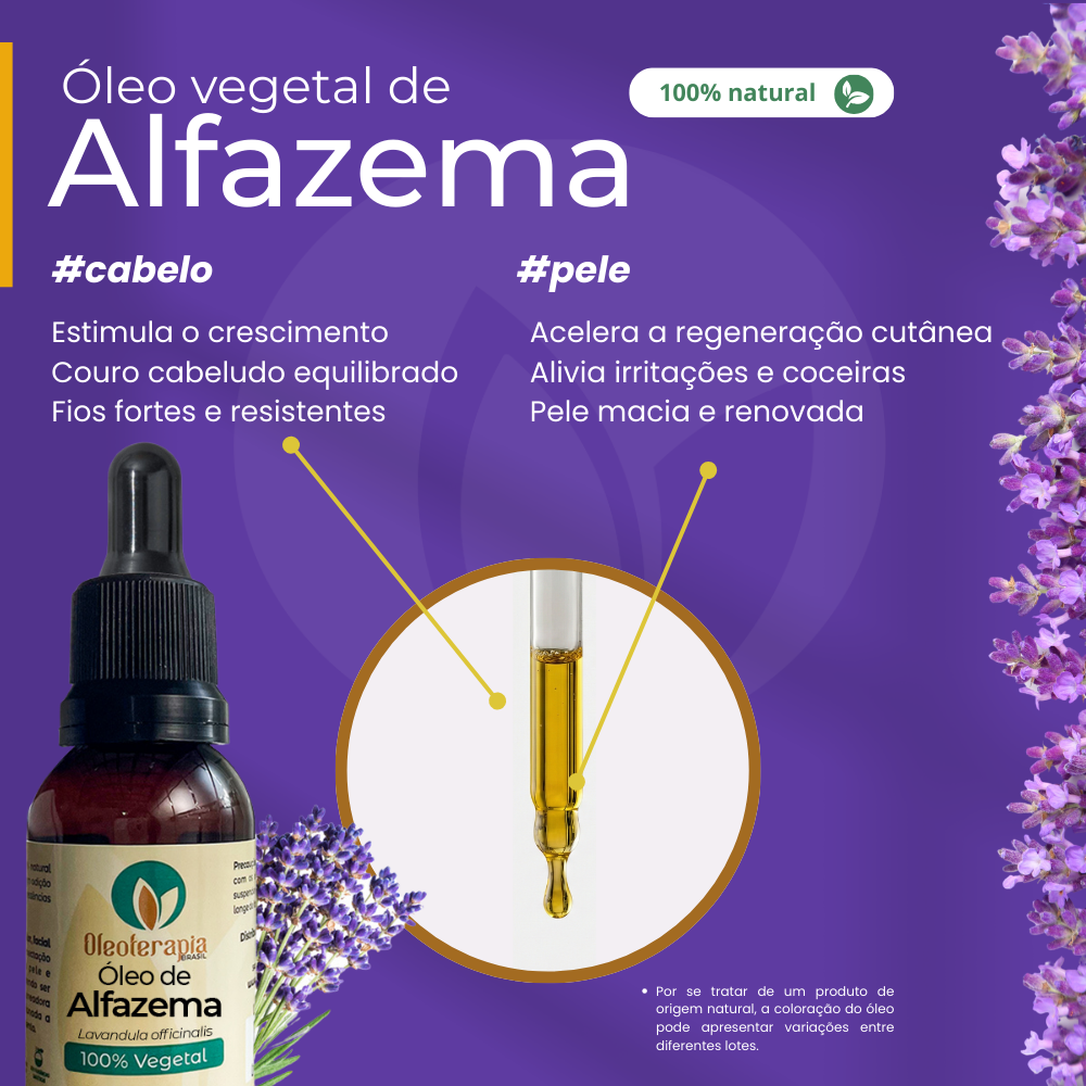 Óleo de Alfazema - 100% vegetal uso capilar e corporal