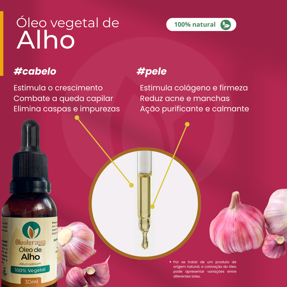 Óleo de Alho - 100% natural uso capilar e corporal