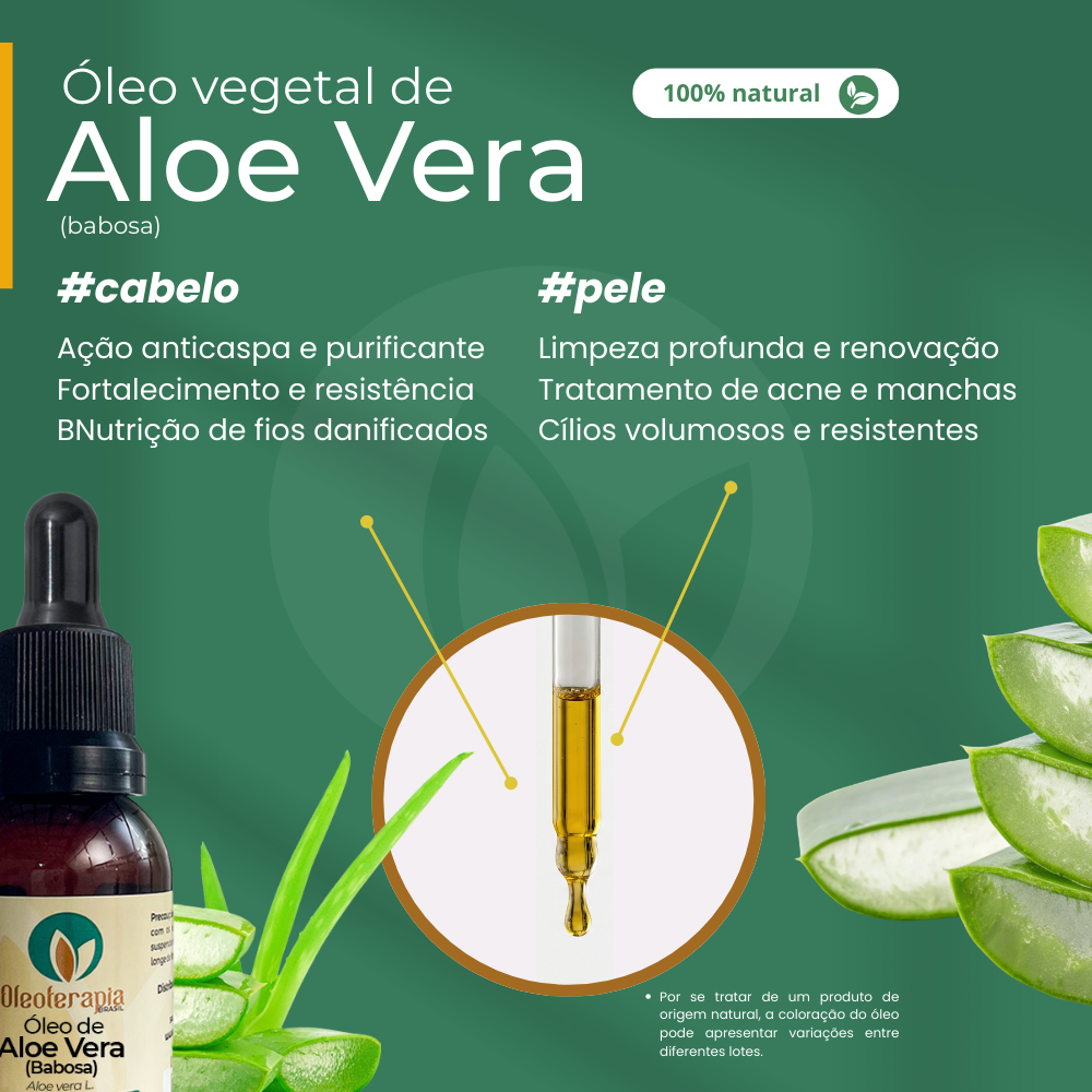 Óleo de Aloe Vera (babosa)- 100% natural uso capilar e corporal