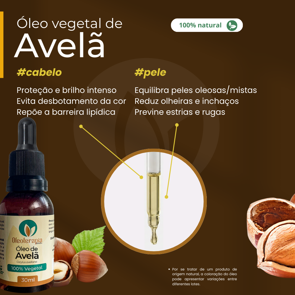 Óleo de Avelã - 100% natural uso capilar e corporal