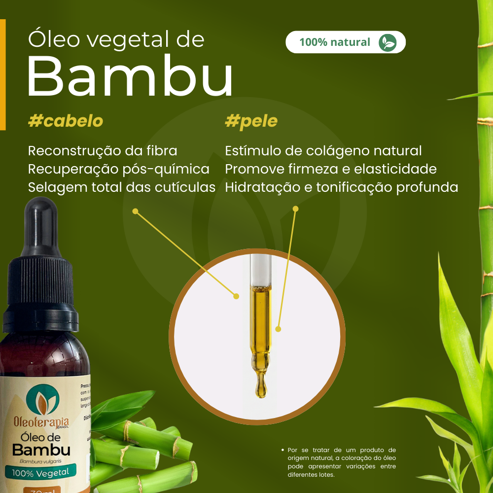 Óleo de Bambu -Extrato oleoso e 100% natural uso capilar e corporal