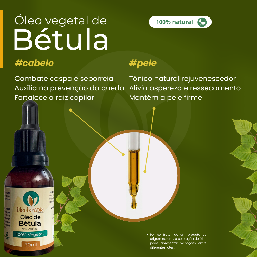 Óleo de Bétula - 100% natural uso capilar e corporal