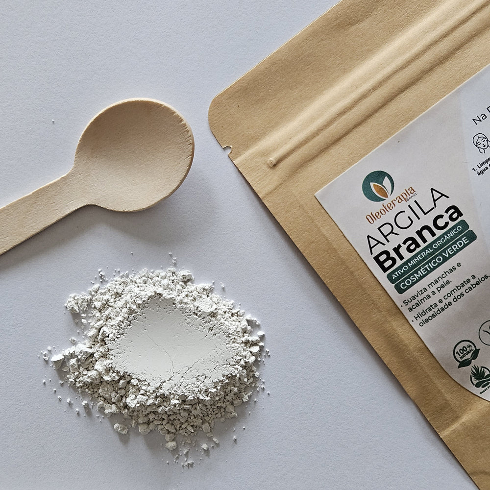 Argila Branca 50g - 100% natural - Uso cosmético/rosto, cabelo e corpo