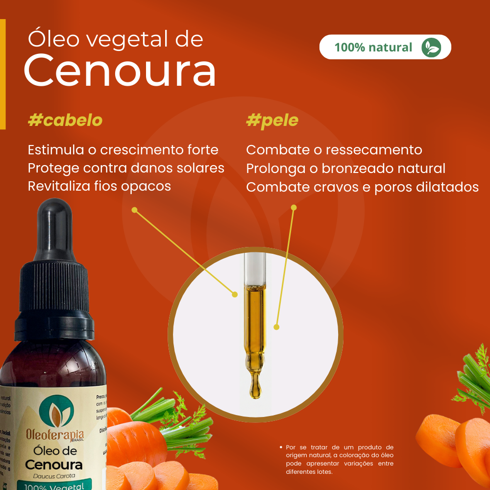 Óleo de Cenoura - 100% natural uso capilar e corporal