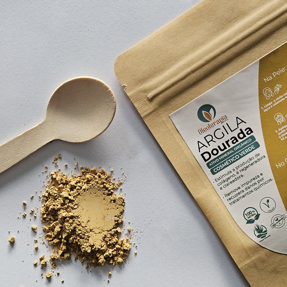 Argila Dourada 50g - 100% natural - Uso cosmético/rosto, cabelo e corpo