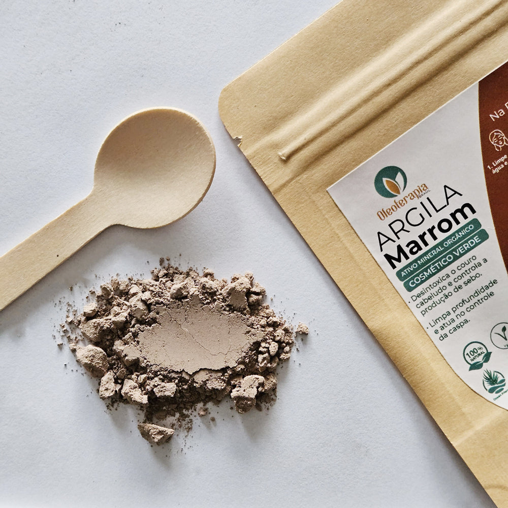 Argila Marrom 50g - 100% natural - Uso cosmético/rosto, cabelo e corpo
