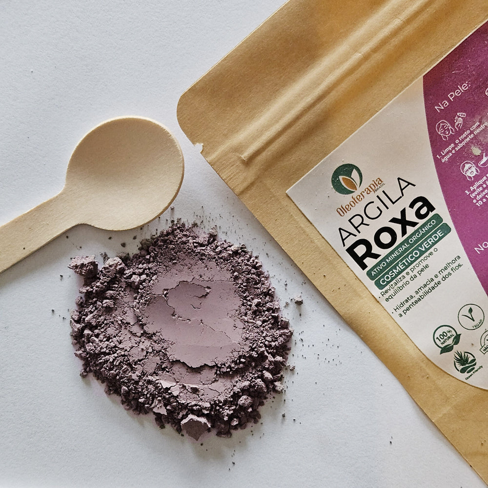 Argila Roxa 50g - 100% natural - Uso cosmético/rosto, cabelo e corpo