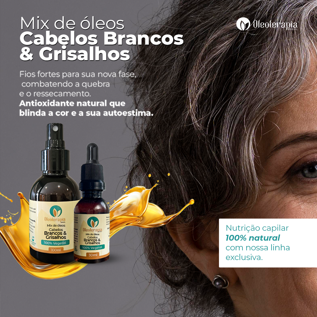 Mix Cabelos Brancos & Grisalhos - 100% natural - Umectação e cuidados capilares