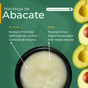 Manteiga de Abacate 100% vegetal - uso capilar e corporal