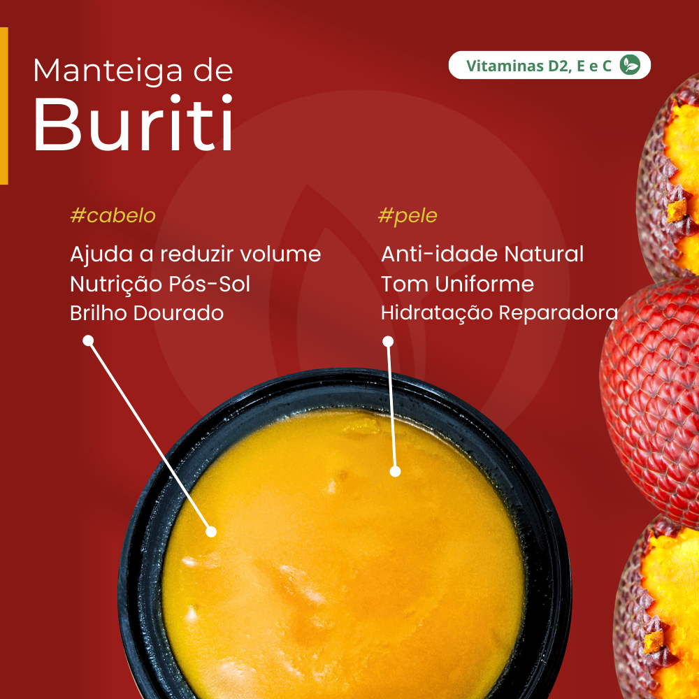 Manteiga de Buriti 100% vegetal - uso capilar e corporal