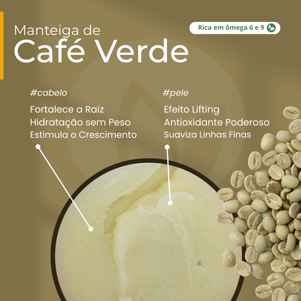 Manteiga de Café Verde 100% vegetal - uso capilar e corporal