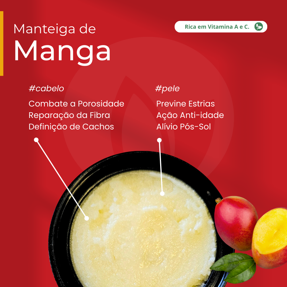 Manteiga de Manga 100% vegetal - uso capilar e corporal