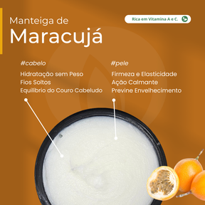 Manteiga de Maracujá 100% vegetal - uso capilar e corporal