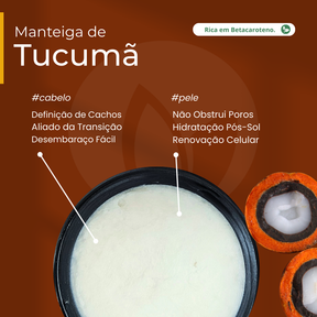 Manteiga de Tucumã 100% vegetal - uso capilar e corporal