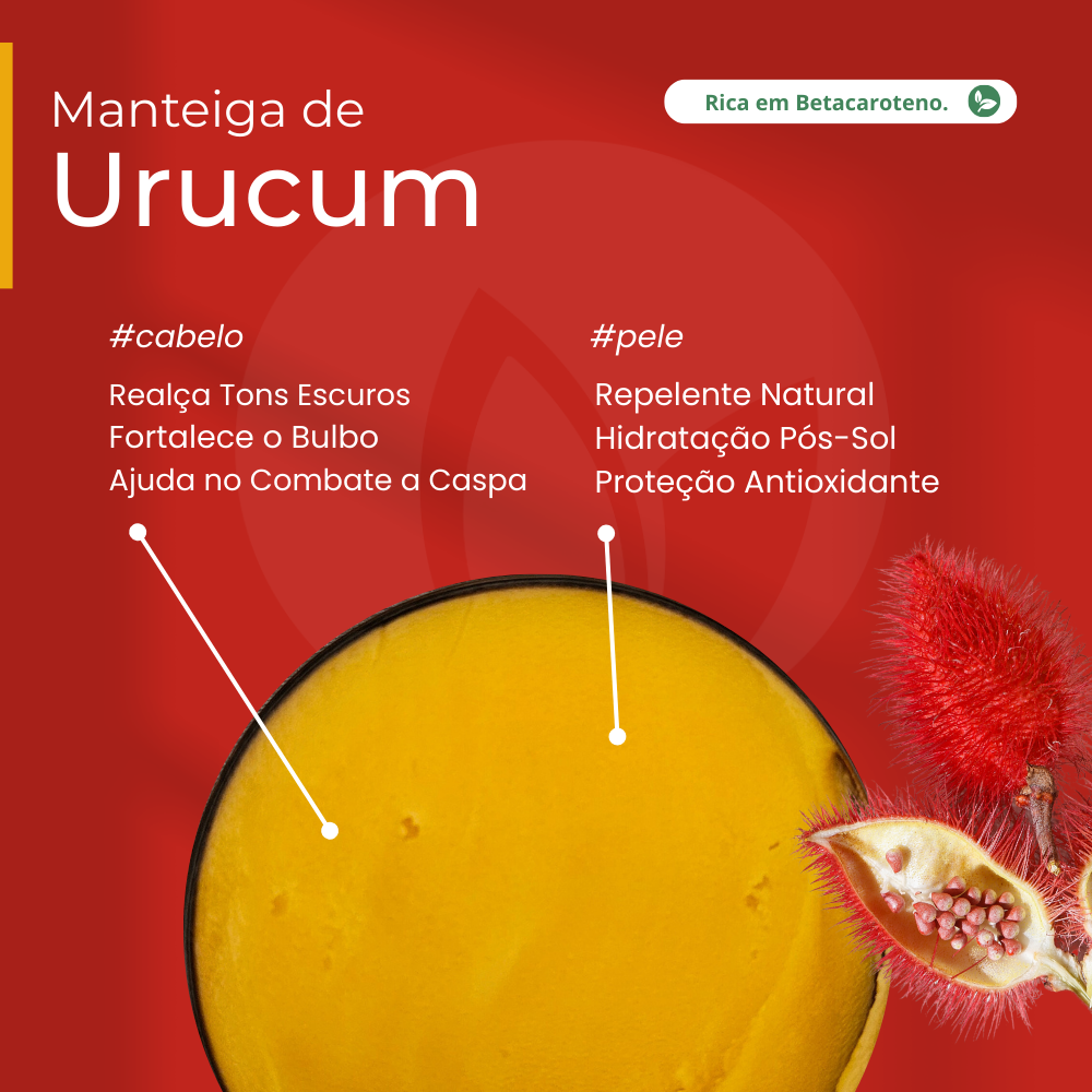 Manteiga de Urucum 100% vegetal - uso capilar e corporal