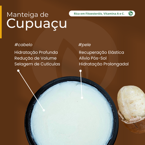 Manteiga de Cupuaçu 100% vegetal - uso capilar e corporal