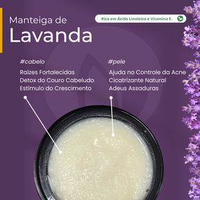 Manteiga de Lavanda 100% vegetal - uso capilar e corporal