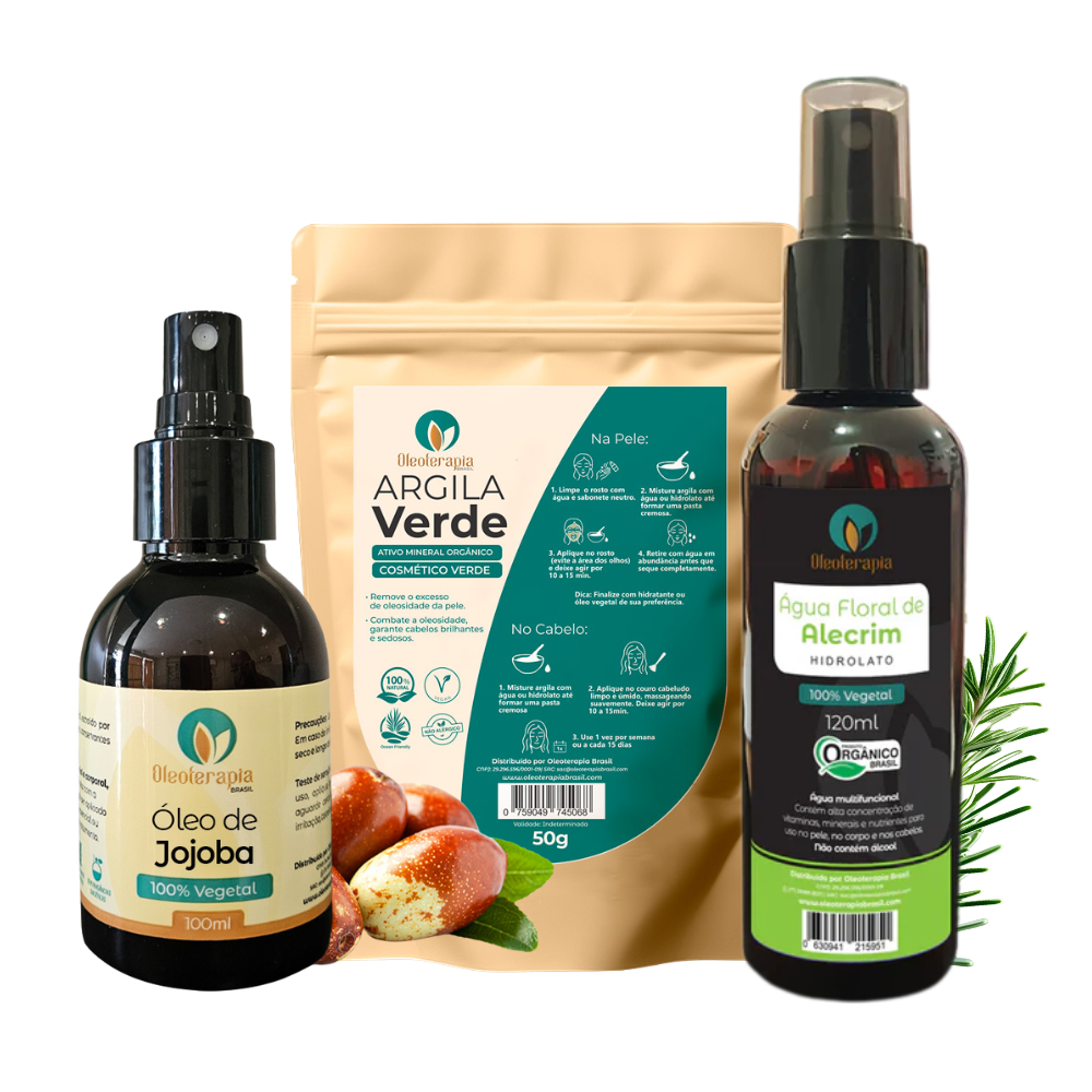 Kit Cabelos Lisos 100% Natural – Controle da oleosidade e brilho  (Tipos 1A, 1B, 1C)