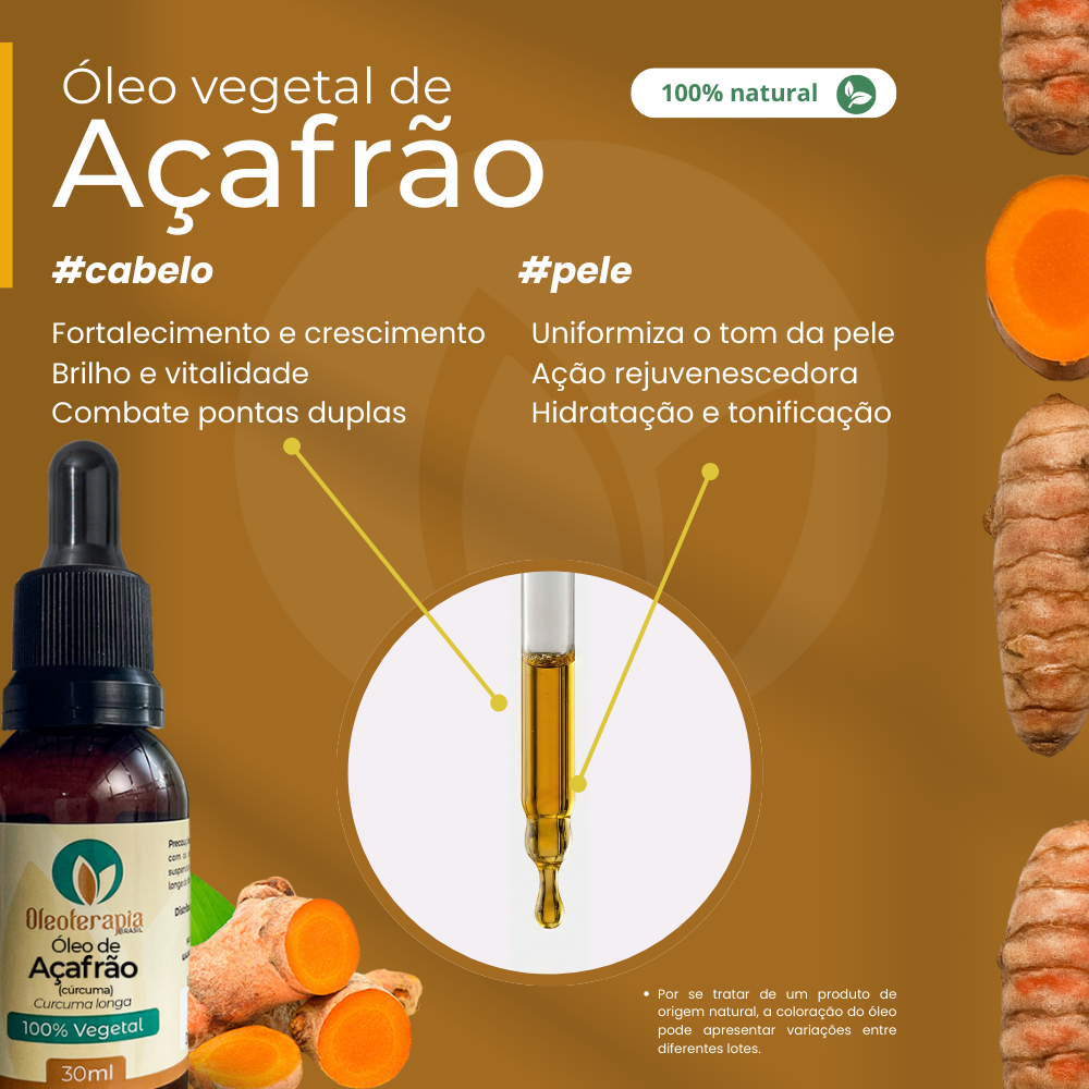 Óleo de Açafrão - 100% natural uso capilar e corporal
