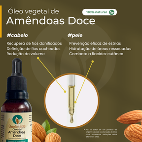 Óleo de Amêndoas Doce - 100% natural uso capilar e corporal
