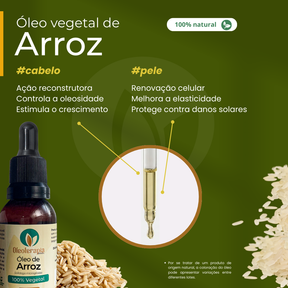 Óleo de Arroz - 100% natural uso capilar e corporal