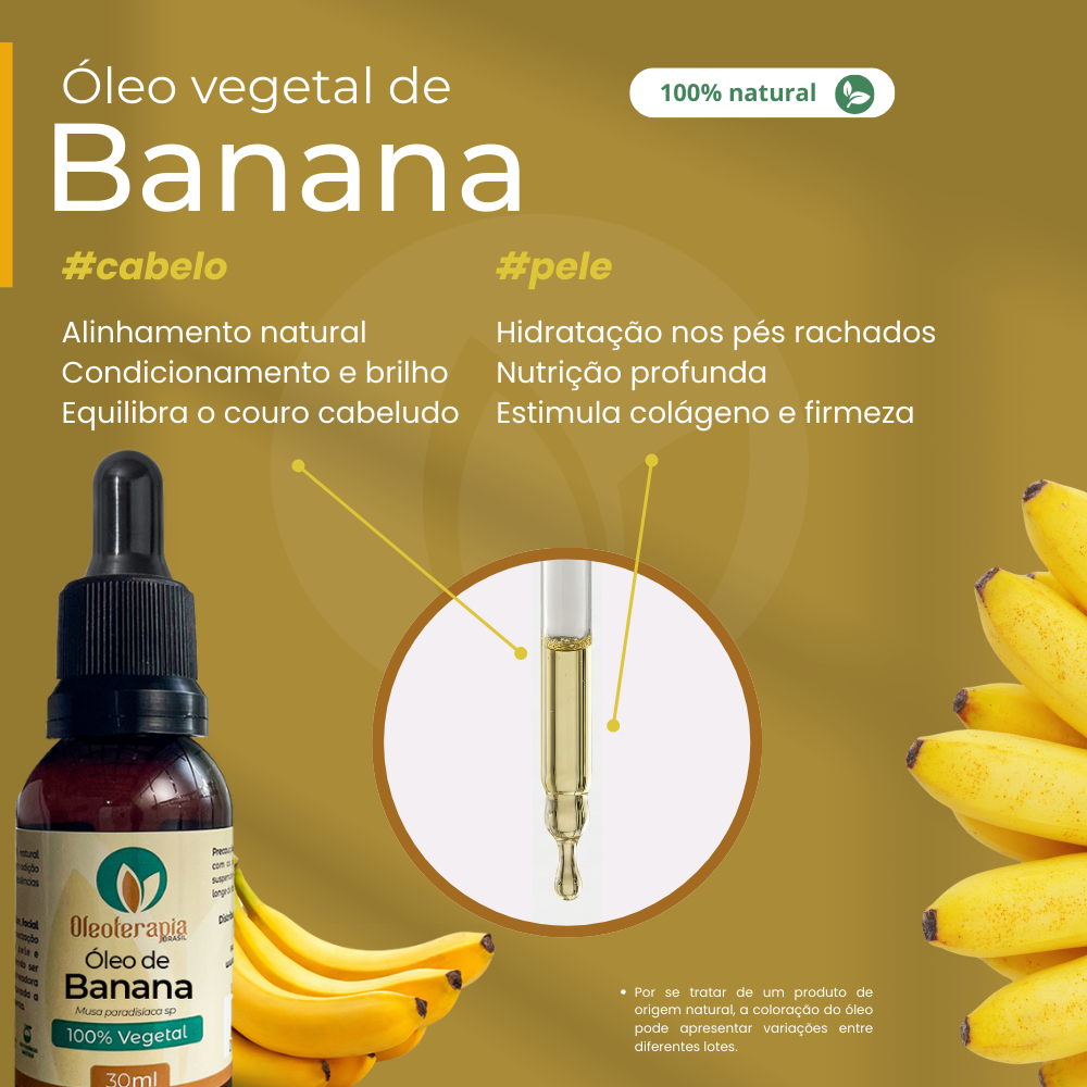 Óleo de Banana - 100% natural uso capilar e corporal