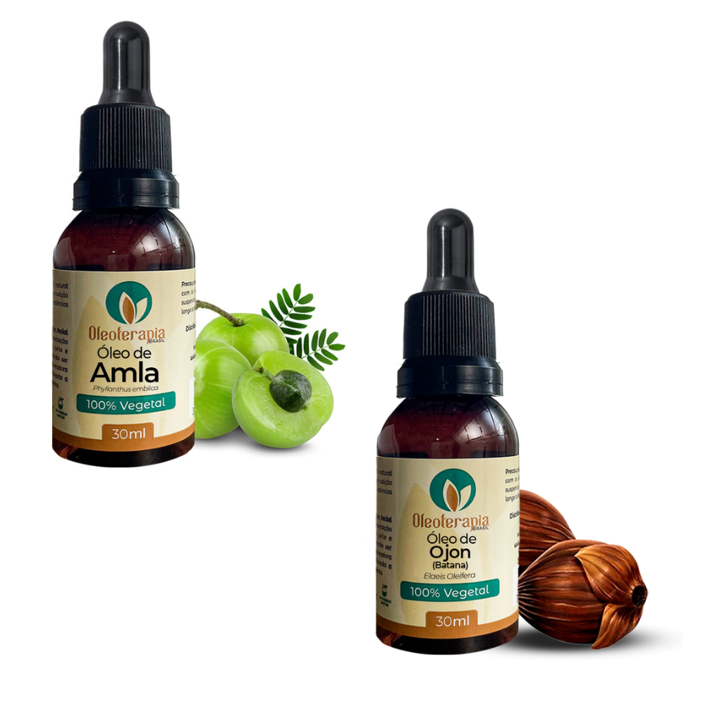 Kit Óleos vegetais de Amla e Ojon - 100% natural - Cabelo e Pele