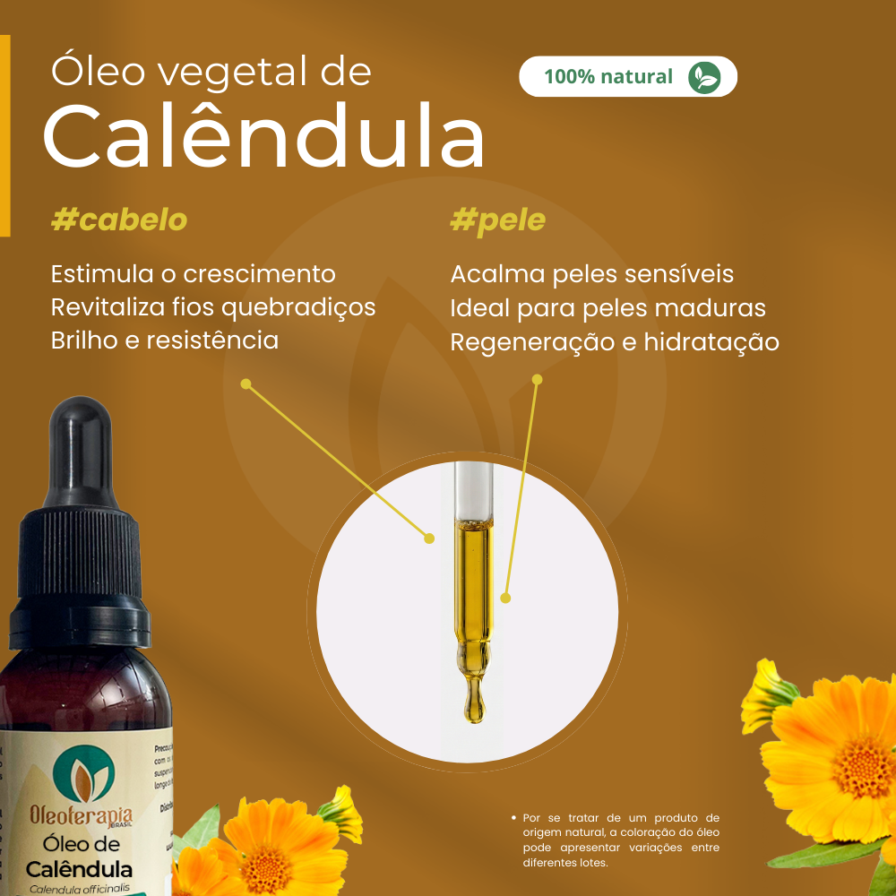 Óleo de Calêndula - 100% natural uso capilar e corporal
