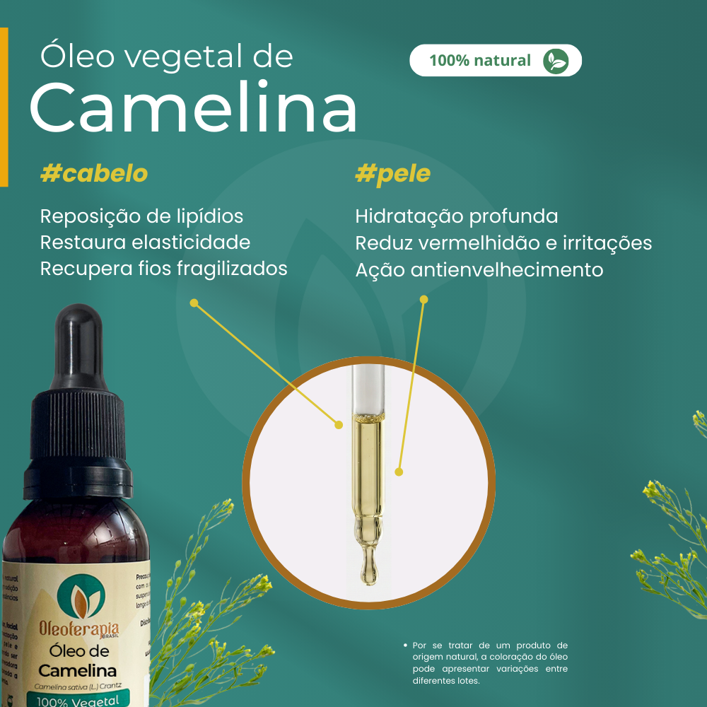 Óleo de Camelina - 100% natural uso capilar e corporal