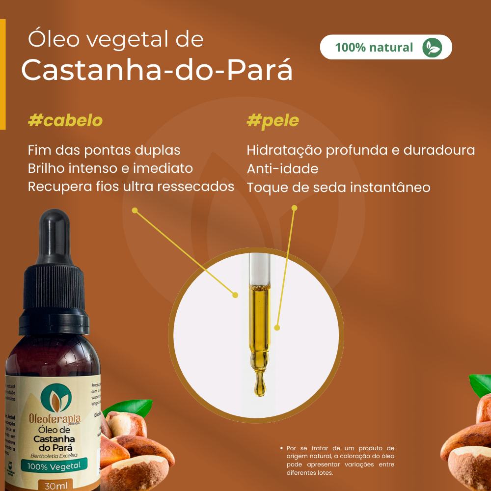 Óleo de Castanha-do-pará - 100% natural uso capilar e corporal
