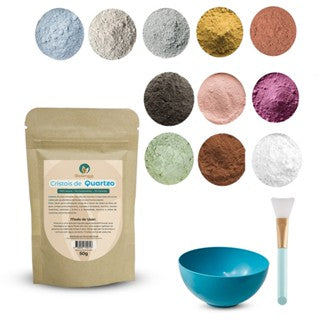 Kit Argiloterapia - Argilas + Cristal de Quartzo - 100% naturais - Uso cosmético