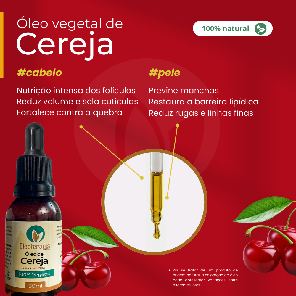 Óleo de Cereja - 100% natural uso capilar e corporal