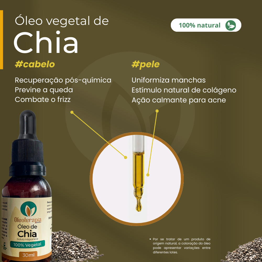 Óleo de Chia - 100% natural uso capilar e corporal
