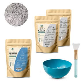 Kit Argiloterapia - Argilas + Cristal de Quartzo - 100% naturais - Uso cosmético